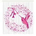 thumbnail image 3 of Ambesonne Animal Shower Curtain, Hummingbird Flower Dots, 69"Wx70"L, Pink Fuchsia, 3 of 5
