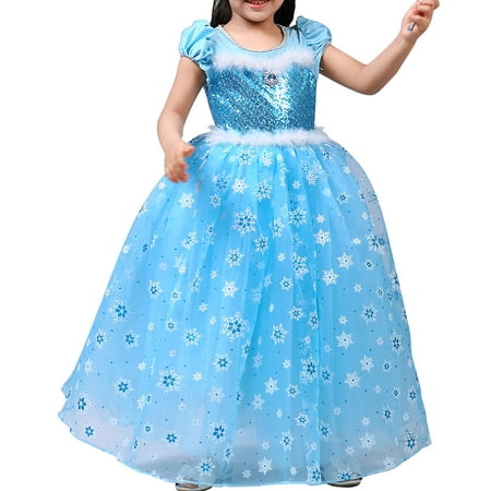 Girls' Princess Elsa Costumes Snow Queen Fancy Party Birthday Dress