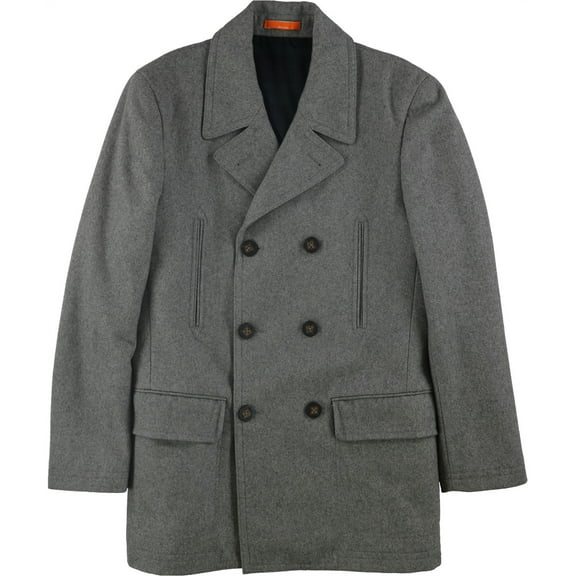 Tallia Mens Double-Breasted Pea Coat, Grey, 38 Regular