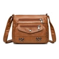thumbnail image 1 of Bolso Mujer Retro Hombro PU Cuero Bandolera Mujer Diario ) Marrón, 1 of 8