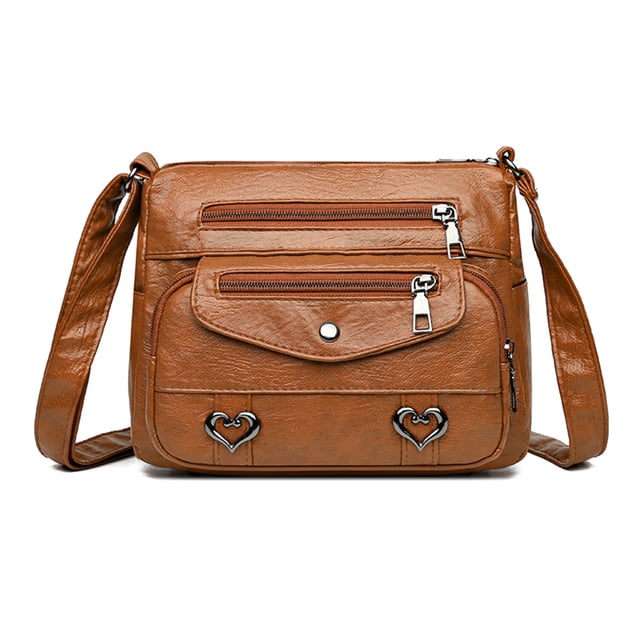 Bolso Mujer Retro Hombro PU Cuero Bandolera Mujer Diario ) Marrón