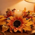 thumbnail image 3 of Fall Maple Leaves Candle Rings Wreath,Artificial Sunflower Berries Candle Holders,Fall Small Candle Wreath Rings for Farmhouse Fall Thanksgiving Halloween Wedding Centerpiece Table Décor, 3 of 8