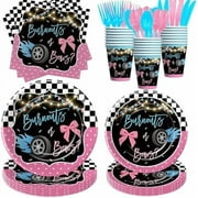 Gender Reveal Plates/Napkins (2435pcs): Burnouts bows (paperware; race car theme; baby shower supplies), 219 – Home Decor, Kitchen, & Other.