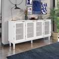 thumbnail image 1 of Clearance! TREXM Large Storage Space Sideboard with Artificial Rattan Door and Unobtrusive Doorknob for Living Room and Entryway (White), 1 of 9