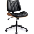 thumbnail image 2 of FASTES Armless Office Chair, Ergonomic Desk Chair Mid-Century Modern Home Vanity Chair Faux Leather Accent Computer Chairs Adjustable Height Swivel, Black, 2 of 8