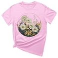 thumbnail image 2 of Sakmal Month Top Deal Short Sleeve Pink Flower Crew Neck Graphic T-Shirts Womens T Shirts, 2 of 3