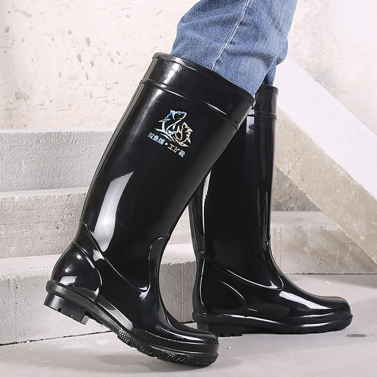 nsendm Female Shoes Adult Extra Wide Calf Rain Boot Heeled Rain