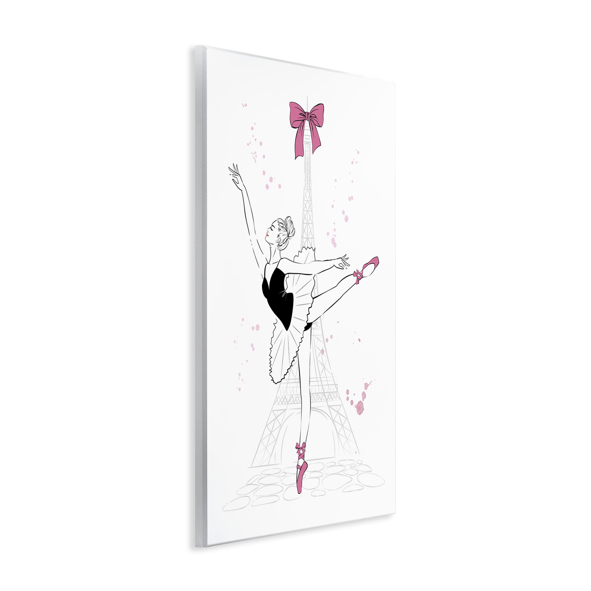 Stupell Industries Ballerina & Eiffel Tower Novelty Painting Unframed Art Print Wall Art, 13 x 19