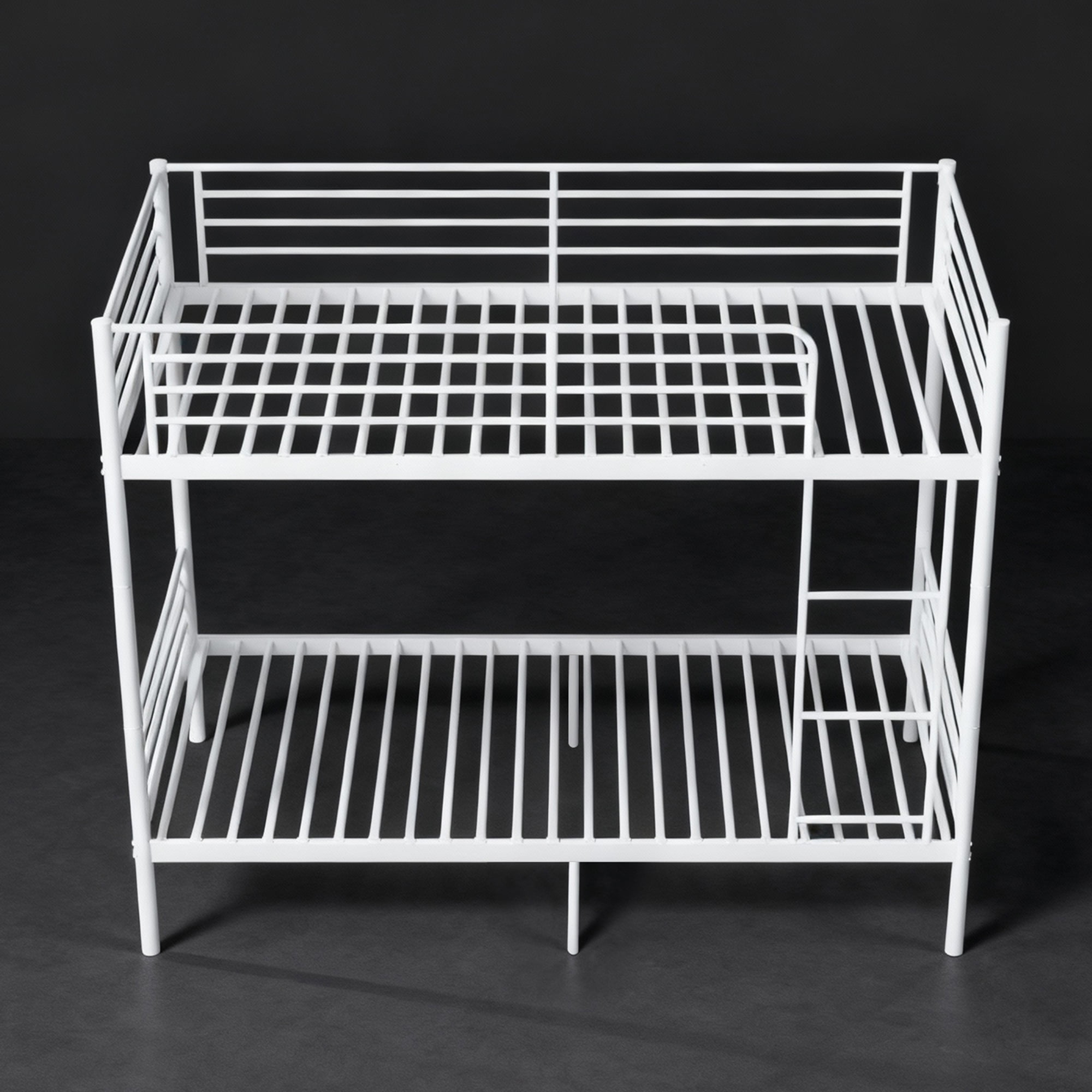 Mintazer Twin Over Twin Detachable Metal Bunk Bed with Ladder & Guardrail for Teen Adult Bedroom Dormitory, White