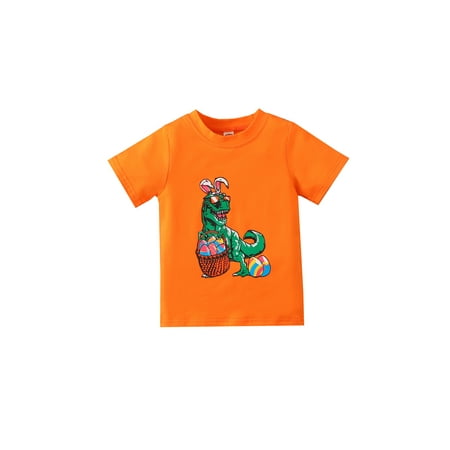 

Toddler Infant Kids Easter T-Shirt Bunny Dinosaur Egg Funny Print Short Sleeve Tops Baby boy Clothes