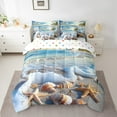 thumbnail image 2 of Erosebridal Starfish Seashell Bed in a Bag King size, Romantic Beach Bed Set, Sea Waves Reversible Bedding King Size, Breathable Bedroom Decorative, 7pcs, 2 of 4