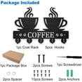 thumbnail image 3 of Coffee Coat Hooks Wall Mounted Wood Key Holder for Wall 11.8×7.9inch Hot Coffee Key Hanger 5 Alloy Hooks Coffee Beans Decoratice Key Hook for Gift Coffee Shop Living Room Kitchen Office, 3 of 9