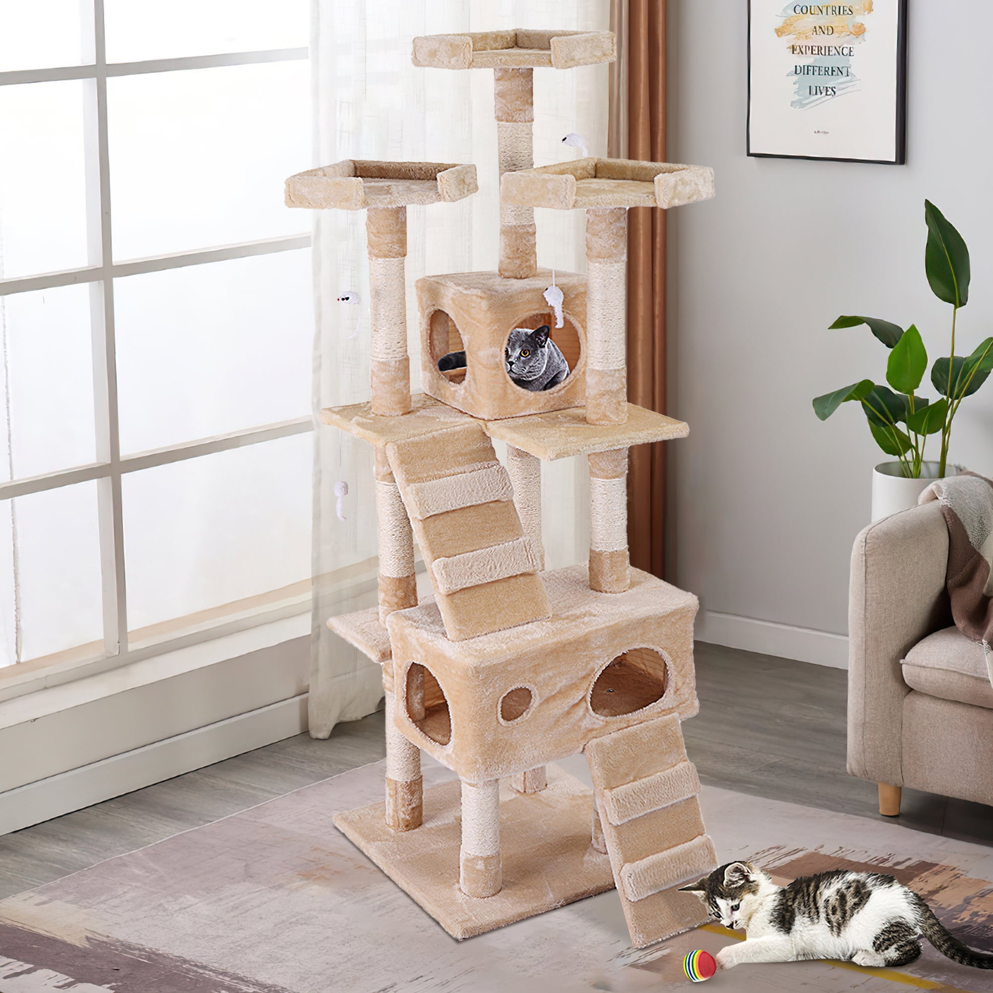 Pefilos 68" Cat Trees Cat Towers for Large Cats, Indoor Pet Activity