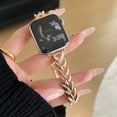 thumbnail image 6 of Diamond Design Compatible with Apple Watch Band 42/44/45/49mm Metal Fashion Women Replacement Strap Wheat Pattern Bracelet for iWatch Series 9/8/7/6/5/4/3/2/1 Champagne,Rosegold, 6 of 9