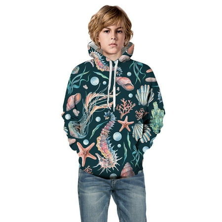 

Sweatshirt for Kids Girls Boys Unisex 3D Ocean Animals Printed Pullover with Pocket Children Hoodies