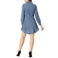 thumbnail image 3 of INSPIRE CHIC Women's Bishop Sleeve Chest Pocket Casual Denim Shirt Dress Sky Blue XL, 3 of 6