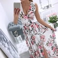 thumbnail image 1 of CEHVOM Robe Longue Sans Manches Imprimée Col en V Décontractée Mode Femme Angleterre, 1 of 6