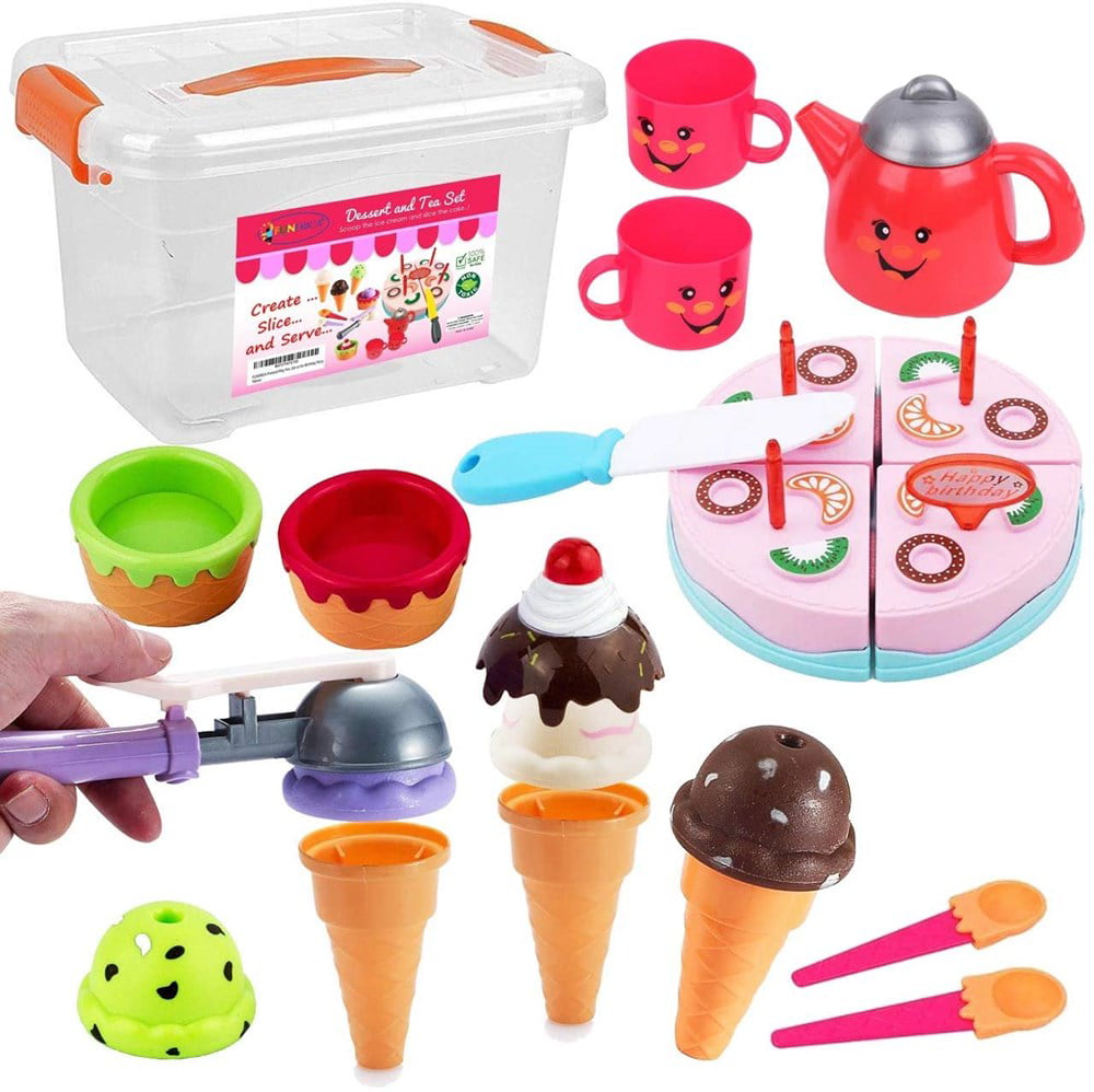 Girl Kitchen Playset Play Food For Toddlers Toy Sets Girls Frozen Treats Best 
