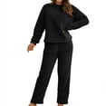 thumbnail image 2 of Previn Women's Cute Fuzzy Pajama Set Fleece Fuzzy Pj Soft Long Sleeve Stretchy Comfy Casual Pant Warm 2 Piece Warm Winter Plush Sleepwear Black X-Large, 2 of 4