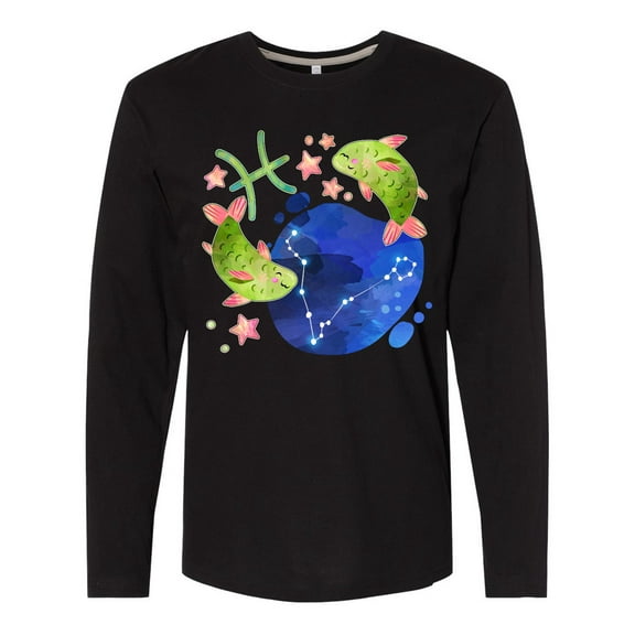 Inktastic Pisces Constellation Zodiac Sign Illustration Long Sleeve T-Shirt