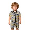 thumbnail image 4 of Unisex Baby Boys Romper Jumpsuit Digger Print Crew Neck Short Sleeve Zip Up Soft Summer Bodysuit for Toddler Yellow 9 Months-12 Months, 4 of 4