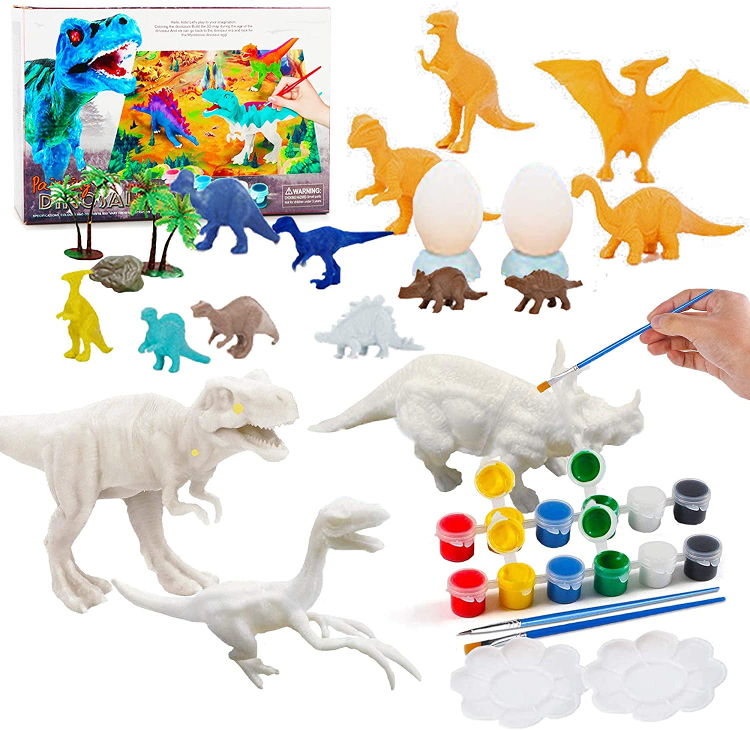 32pcs Kids Dinosaur Painting Kit With Play Mat Create Your Own World Paintable 