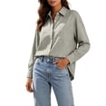 thumbnail image 2 of Button Down Shirts for Women Cotton Oxford Shirts Long Sleeve Dress Shirts Work Casual Solid Tunic Tops Collared Blouse Linen Tops, 2 of 6