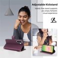 thumbnail image 5 of For Samsung Galaxy A27 5G 6.7-inch RFID Blocking Protective Purse Wallet Case For Women Men Multi-Card Slots Zipper Pocket Detachable Shoulder Strap And Wrist Strap,Shockproof Phone Case,Dark purple, 5 of 9