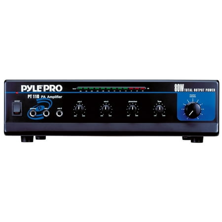 Pyle 80 WATT AC/DC Microphone PA Mono Amplifier w/ 70V Output & Mic Talkover