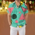 thumbnail image 2 of 80s Shirts for Men Funny Vintage 90s Outfit for Men Hawaiian Shirts Button-Up 90s Party Beach Shirt Mens 80s Clothing Bowling Shirt Graphic, 2 of 4
