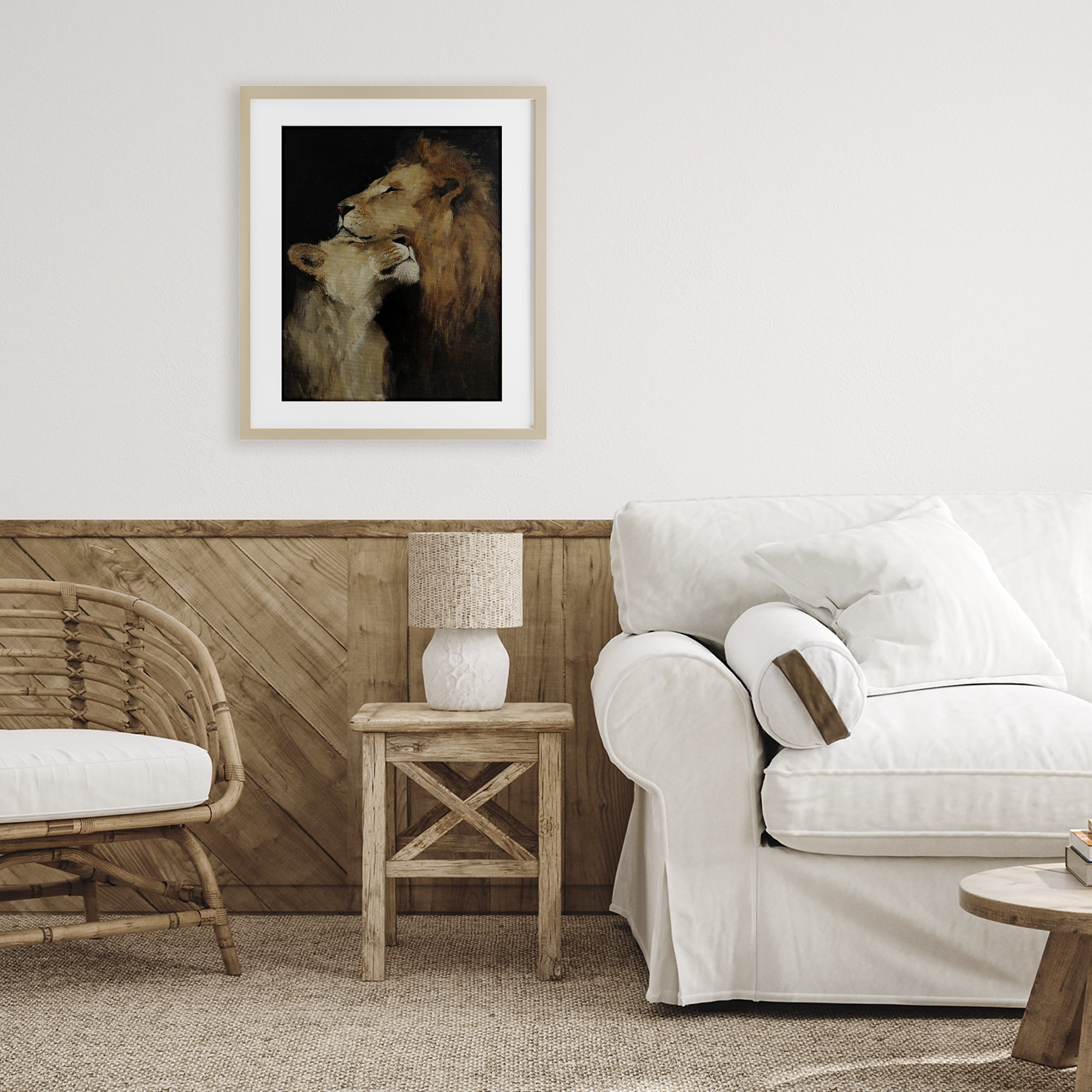 Stupell Industries Regal Pair of Lions Birch Framed Print Under Glass, design by Svetlana Aleynikova