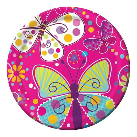 - Butterfly Sparkle 9 inch Dinner Plates, Foil, 8 ct