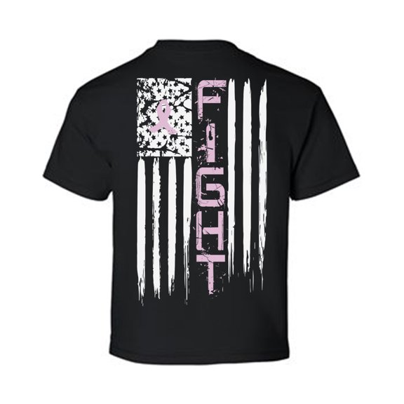 Awkward Styles Breast Cancer Awareness T-Shirt Pink Fight Flag Kids T Shirts Back Print