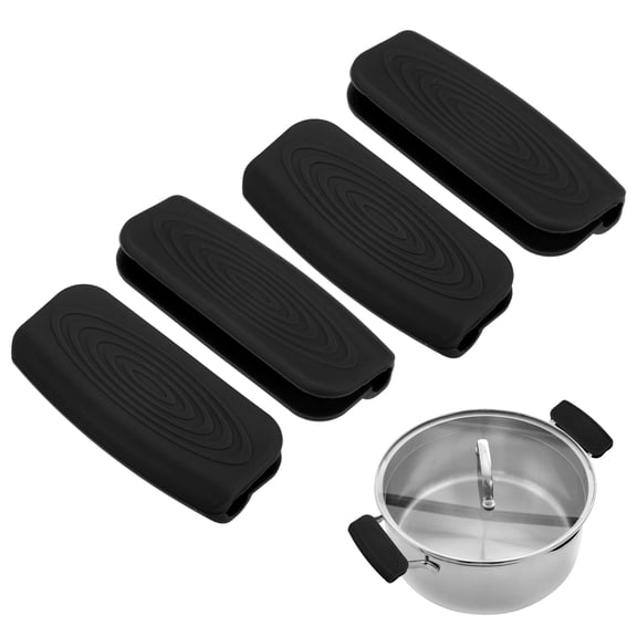 Uxcell 4-Pack Silicone Assist Handle Holder Grip, Heat Resistant Non-Slip Pot Grip Handle Sleeve for Frying Cast Iron Skillet [Black]