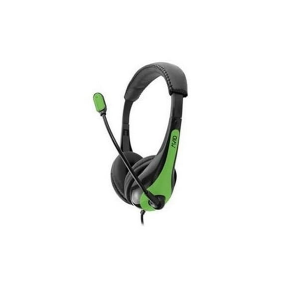 Headphone With Boom Microphone, Single Plug, Green