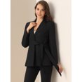 thumbnail image 4 of DARING DIVA Women's Belted Lapel Long Sleeve Work Office Wrap Blazer Jacket XL Black, 4 of 6