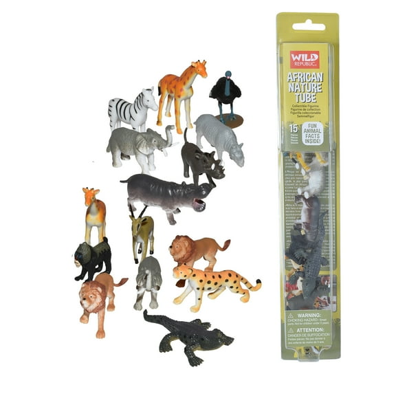 Wild Republic Nature Tube Africa Figurines, 15 Pieces