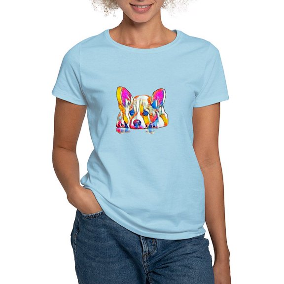 CafePress - Colorful Corgi Puppy T Shirt - Women's Classic T-Shirt