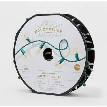 Wondershop 200ct LED Mini String Lights Warm White with Green Wire