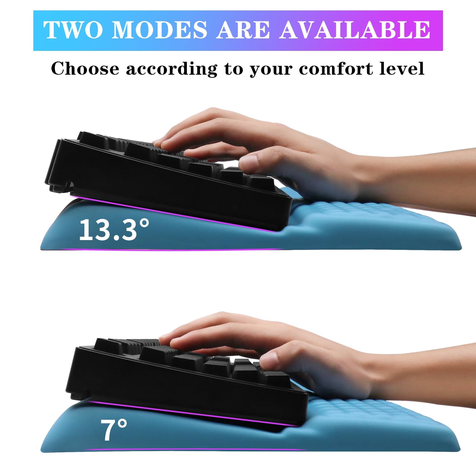 Computer Stand With Wrist Rest  Tilted Holder - Riser Pad Tray Support For Office Home Blue