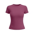 thumbnail image 4 of cocolona Womens Workout Tops Crew Neck Short Sleeve Slim Pullover Tees Lightweight Breathable Running Yoga Summer Tops, 4 of 6
