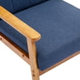 thumbnail image 5 of Accent Chairs Set of 2 with Side Table, Mid-Century Linen Fabric Upholstered Leisure Chair with Wood Arm and Legs, Comfy Lounge Reading Armchairs for Living Room, Bedroom, Office, Navy, 5 of 7