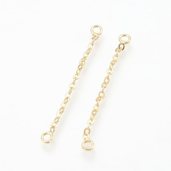 10Strand Brass Chain Links connectors Nickel Free Real 18K Gold Plated 35x3x1mm Hole: 1.5mm
