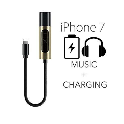 Perseus flydende forklædt Lightning to 3.5 mm AUX Headphone Extender Jack Adapter with Adjustable  Music Control (No Microphone) with Charging Interface Designed for iPhone 7  / 7 Plus (Black) - Walmart.com