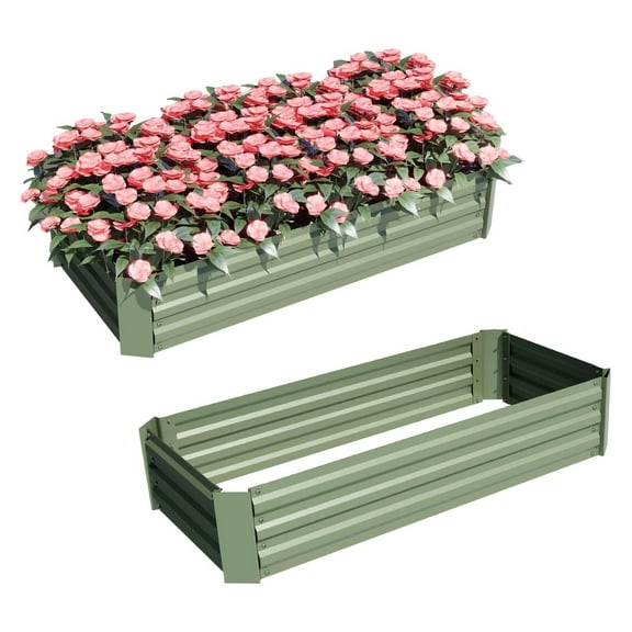Aoodo 4 x 2 x 1 ft Raised Garden Bed for Patio Garden Lawn, Bed Only, Set of 2