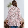 thumbnail image 7 of SHOWMALL Women's Plus Open Front Lightweight Cardigan 3/4 Sleeves Bolero Dense Daisy Blooms 4X Pleated Ruffles Hemline Shrugs, 7 of 7