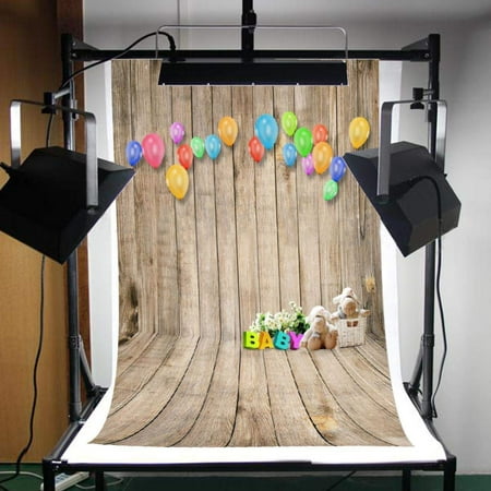 Image of ABPHOTO Polyester 5x7ft Children s Theme Baby Bear Balloon Wooden Backdrop Photo Background Ideal for Newborn Children and Product Photography