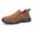 Brown, variant on Men's Slip-On Loafers - Lightweight Breathable Casual & Business Casual Shoes Minimalist Shoe Style Flexible Interior with Cushioned EVA Sole, Low-Top Design, Tan Color, Extended Sizes, Comfy Shoes,
