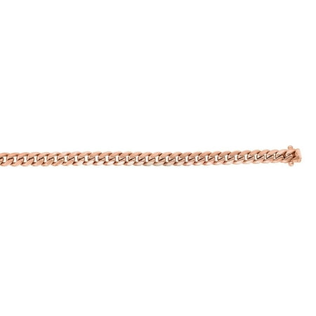 JewelStop 14k Rose Gold 6.1mm Classic Miami Cuban Chain Bracelet with Box Clasp - 8.5 Inches