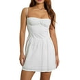 thumbnail image 2 of Women A-Lined Dress, Sleeveless Off Shoulder White Floral Summer Spring Dress, 2 of 9